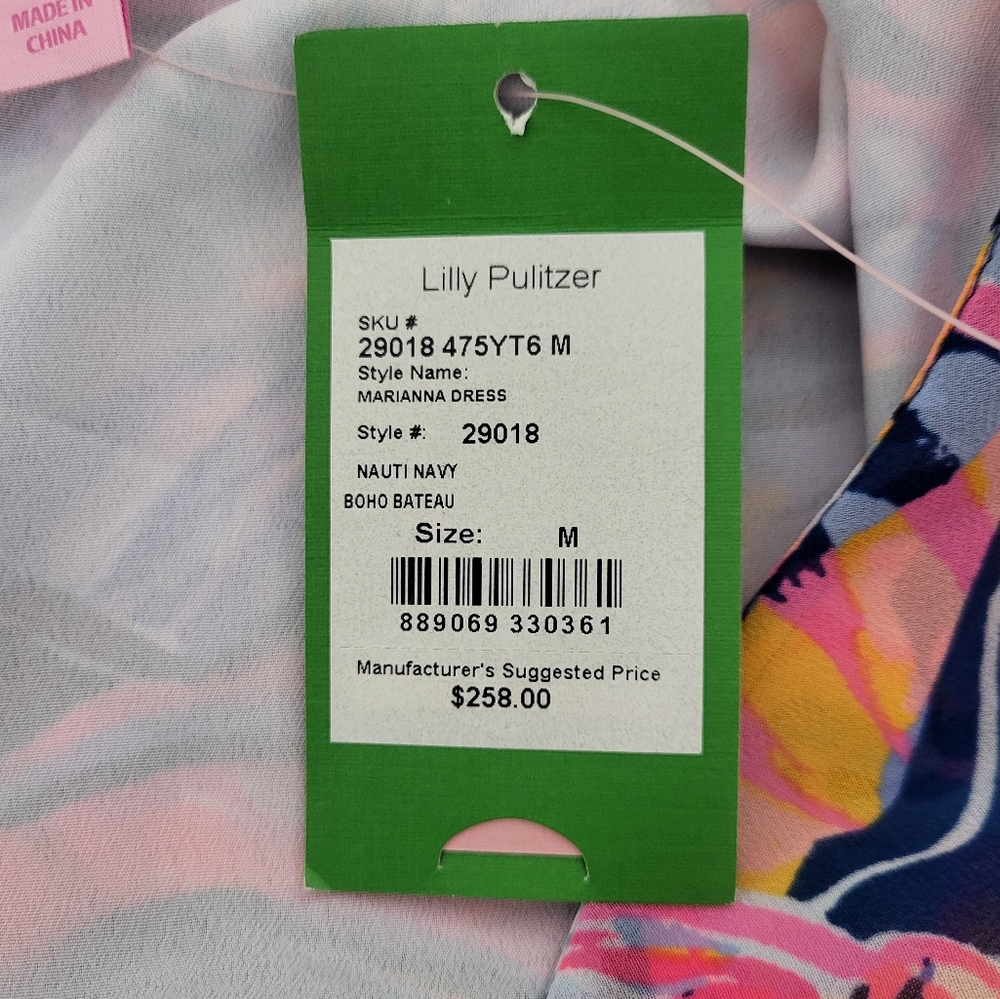 LILLY PULITZER Marianna Dress in Nauti Navy Boho Bateau Wrap Dress Medium - Picture 10 of 10